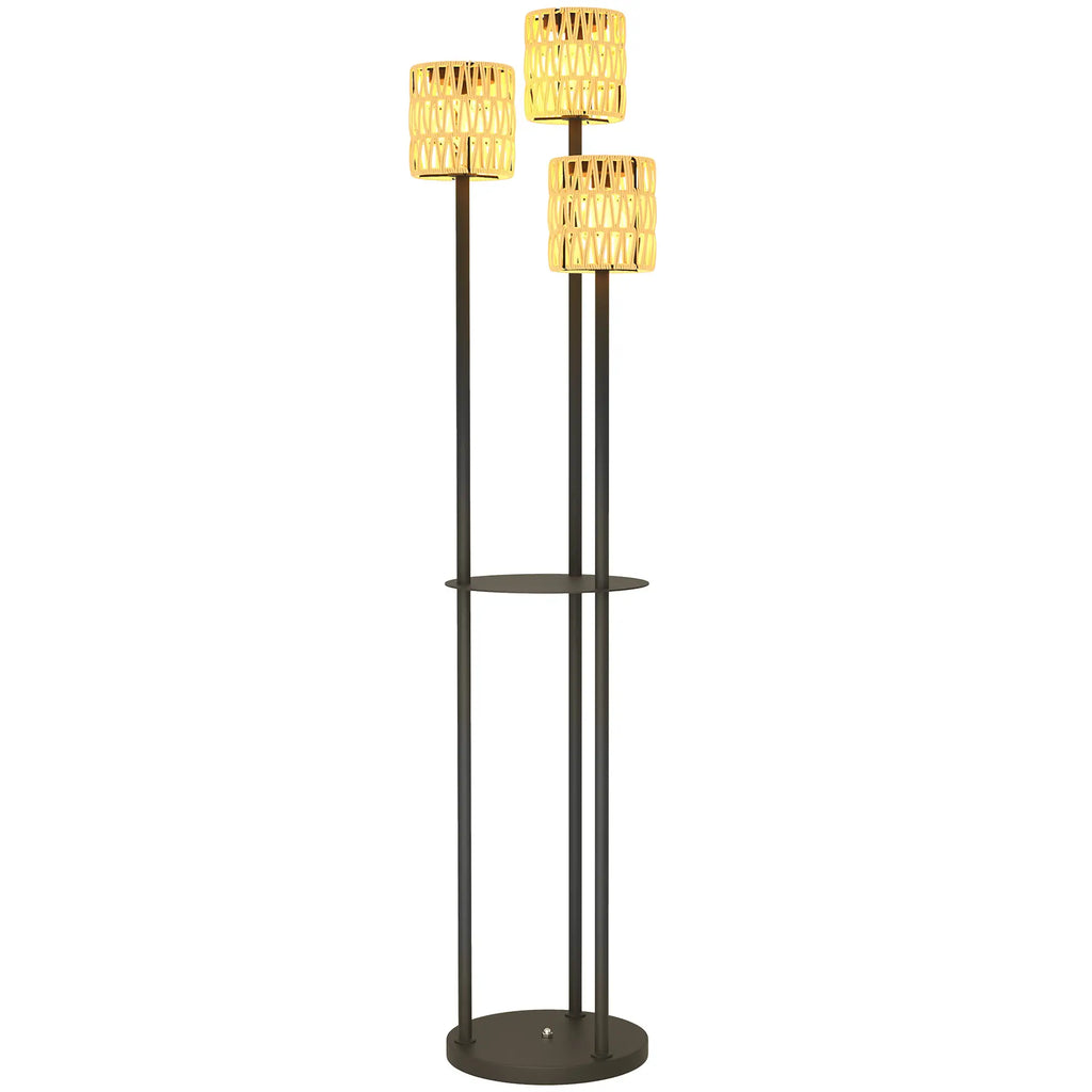 Elegante Solarbetriebene Gartenlampe aus Rattan mit Drei Lampenschirmen
