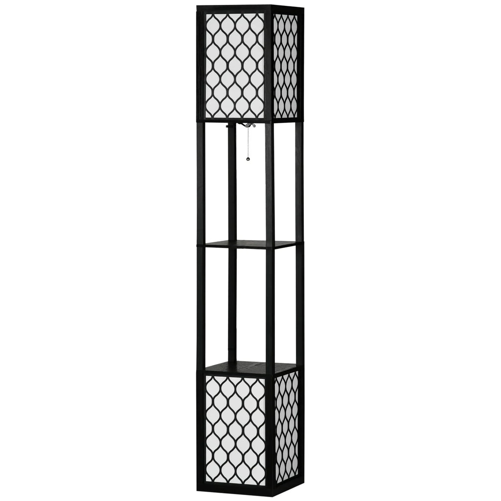 Einzigartige Stehlampe mit 2 Ablagen – Originelles Design – 26 × 26 × 156 cm