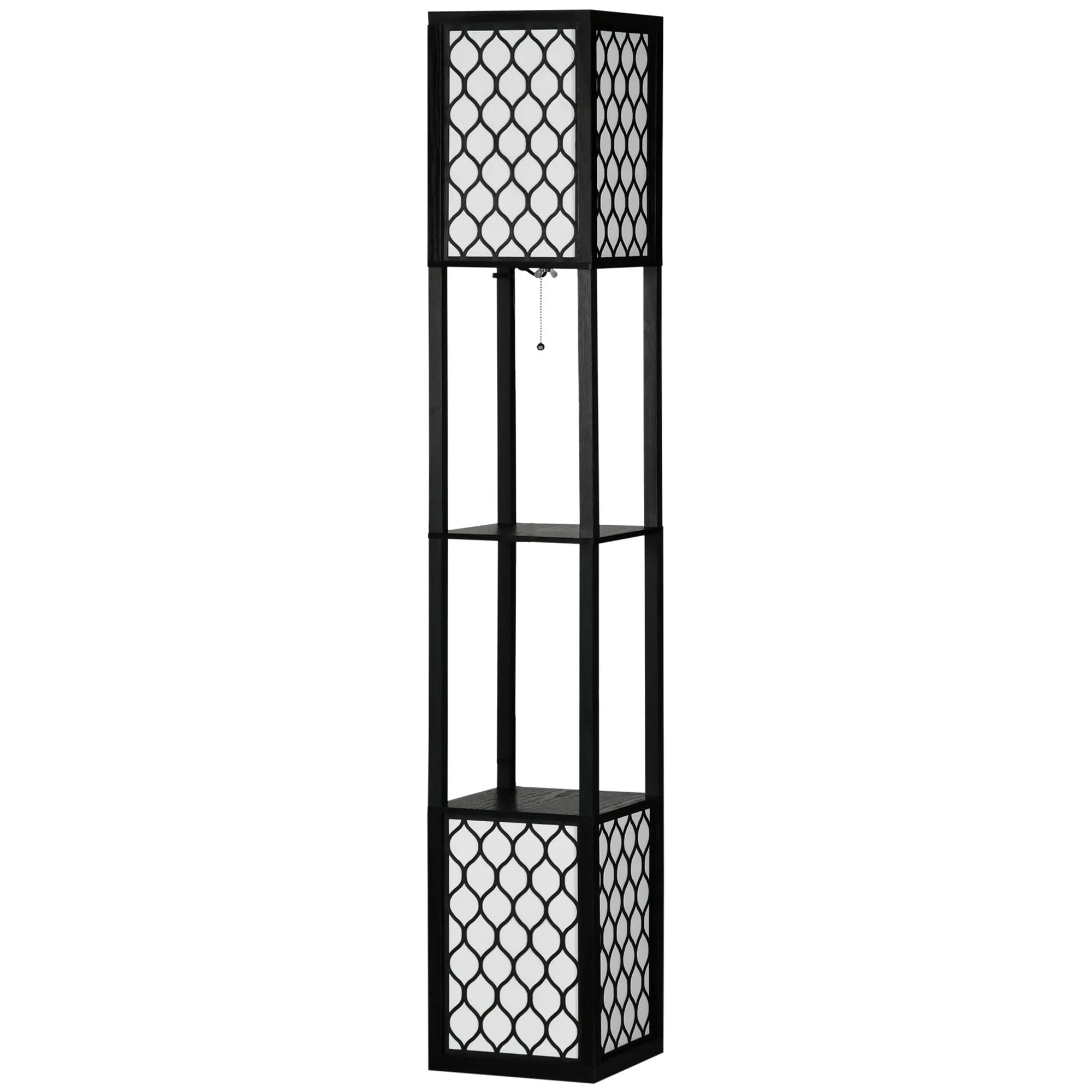 Einzigartige Stehlampe mit 2 Ablagen – Originelles Design – 26 × 26 × 156 cm