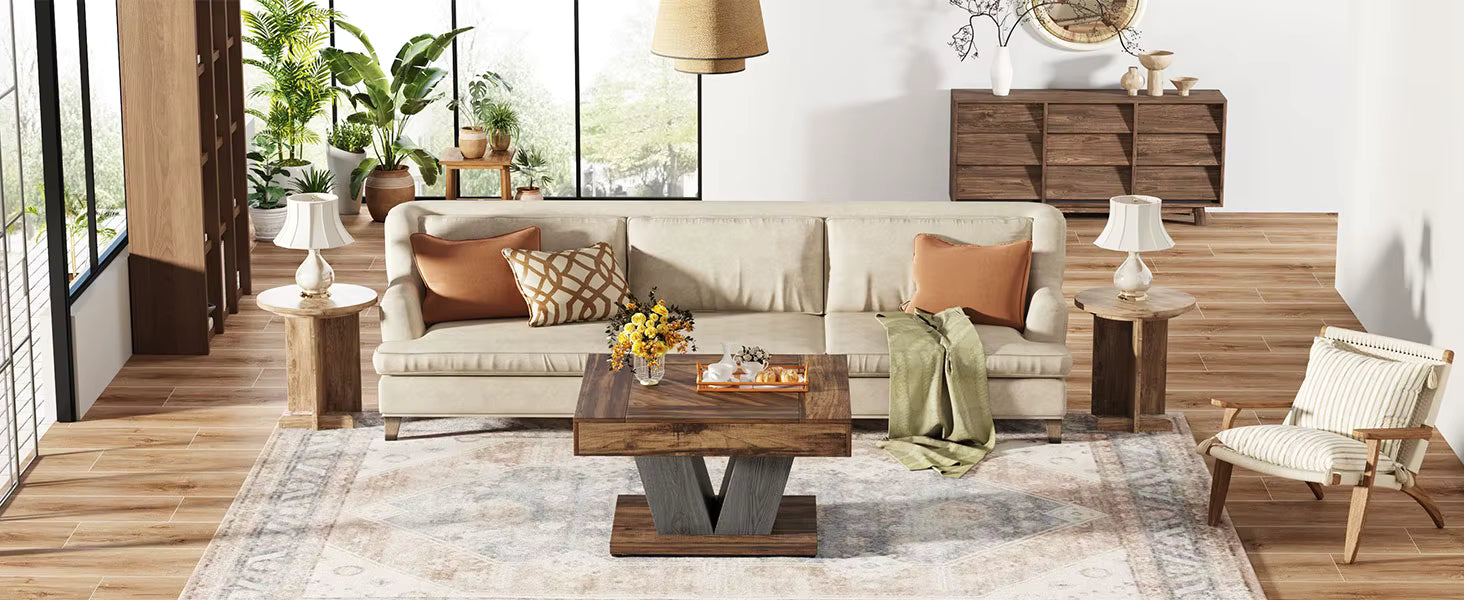 Rustikaler Quadratischer Couchtisch aus Holz – Einzigartiges Design – 80 × 80 cm