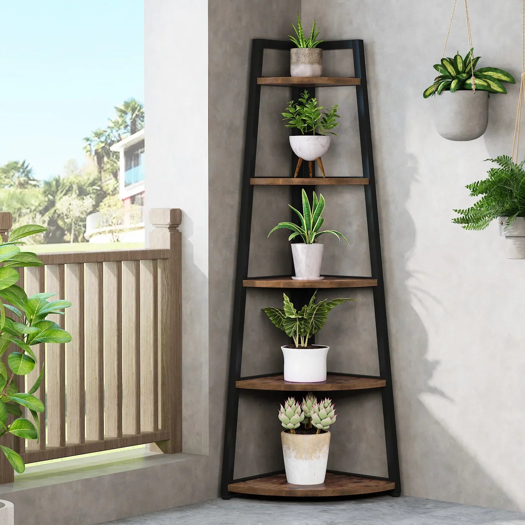 Elegantes Eckregal mit 5 Ablagen – Skandinavisches Design