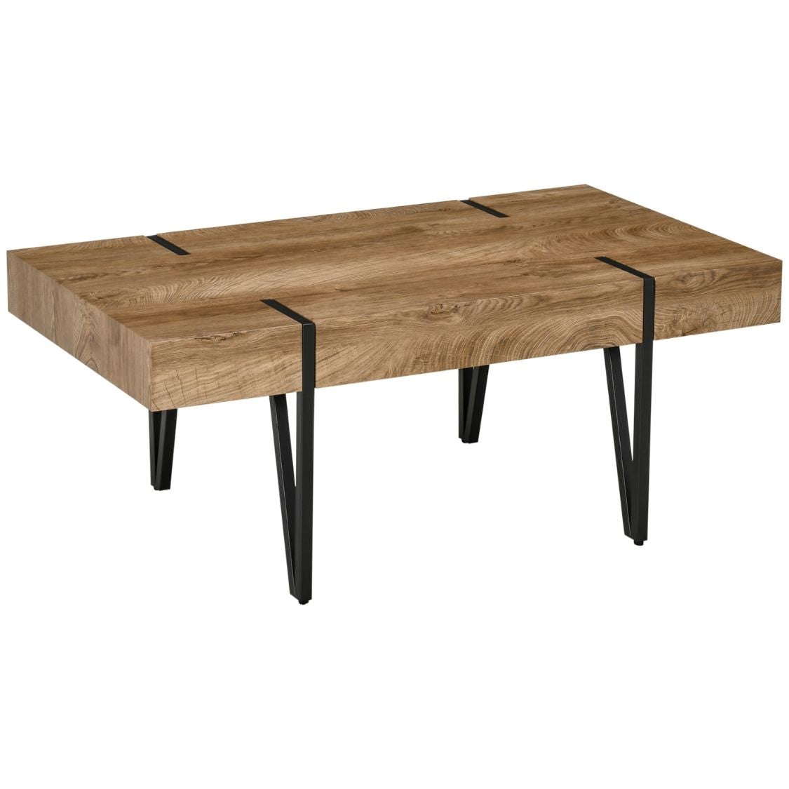Moderner Couchtisch im Industrial-Stil mit extra starker Tischplatte – 105 x 60 cm