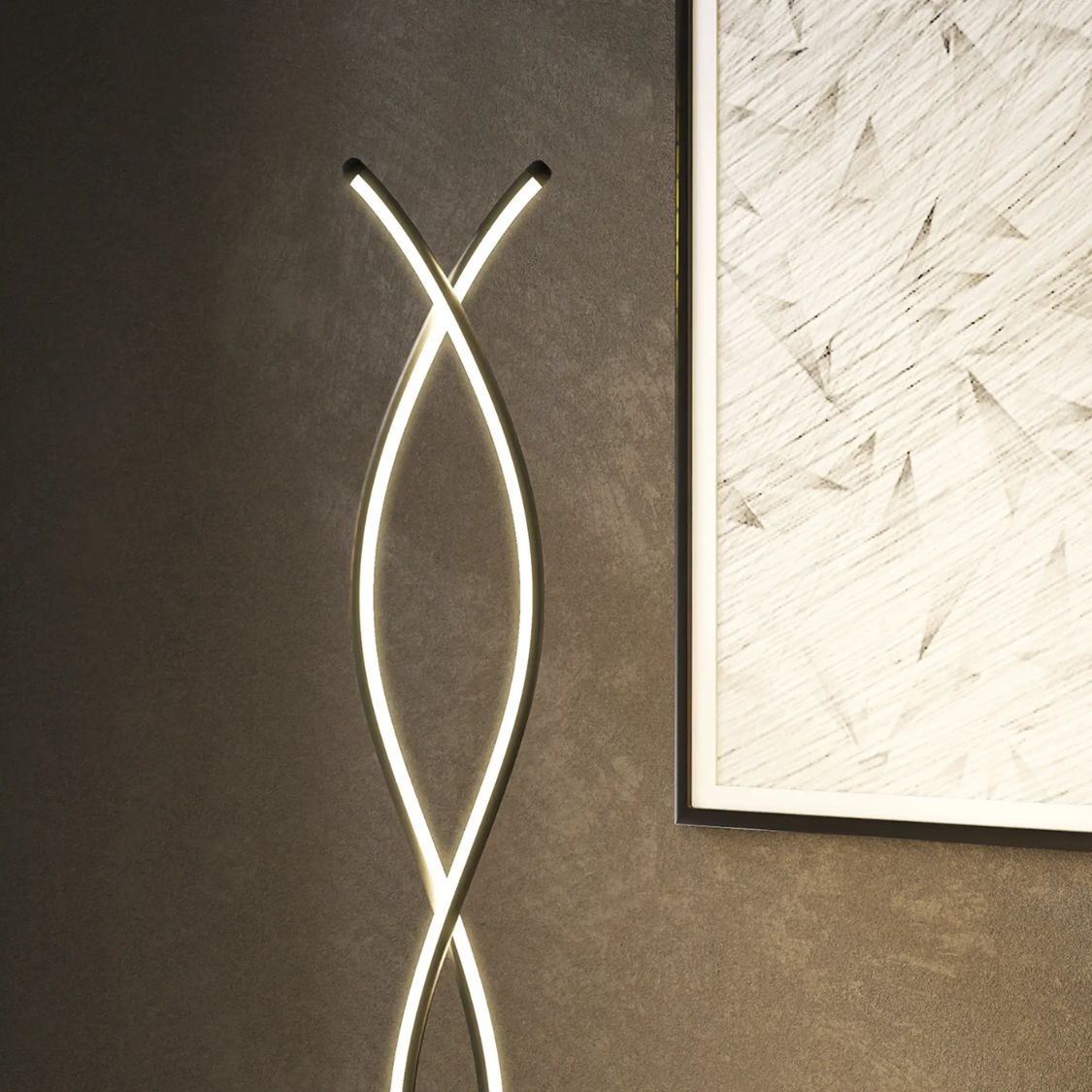 Moderne Stehlampe in Doppelspiral-Design – Dimmbares Licht & Elegante Optik