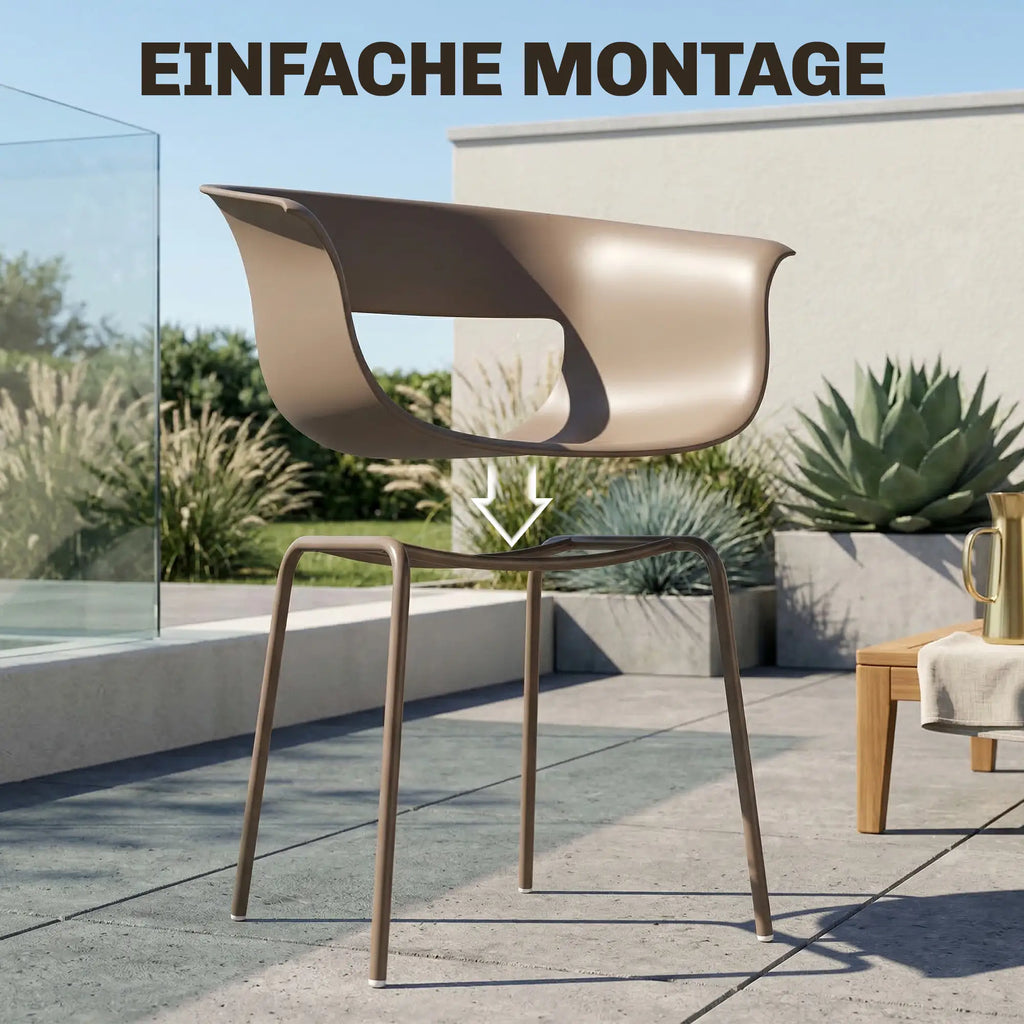4er-Set Moderne Gartenstühle mit Ergonomischem Design und Armlehnen – Für Balkon und Terrasse