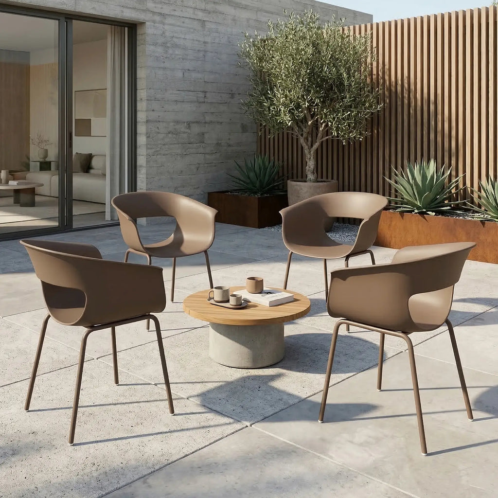4er-Set Moderne Gartenstühle mit Ergonomischem Design und Armlehnen – Für Balkon und Terrasse