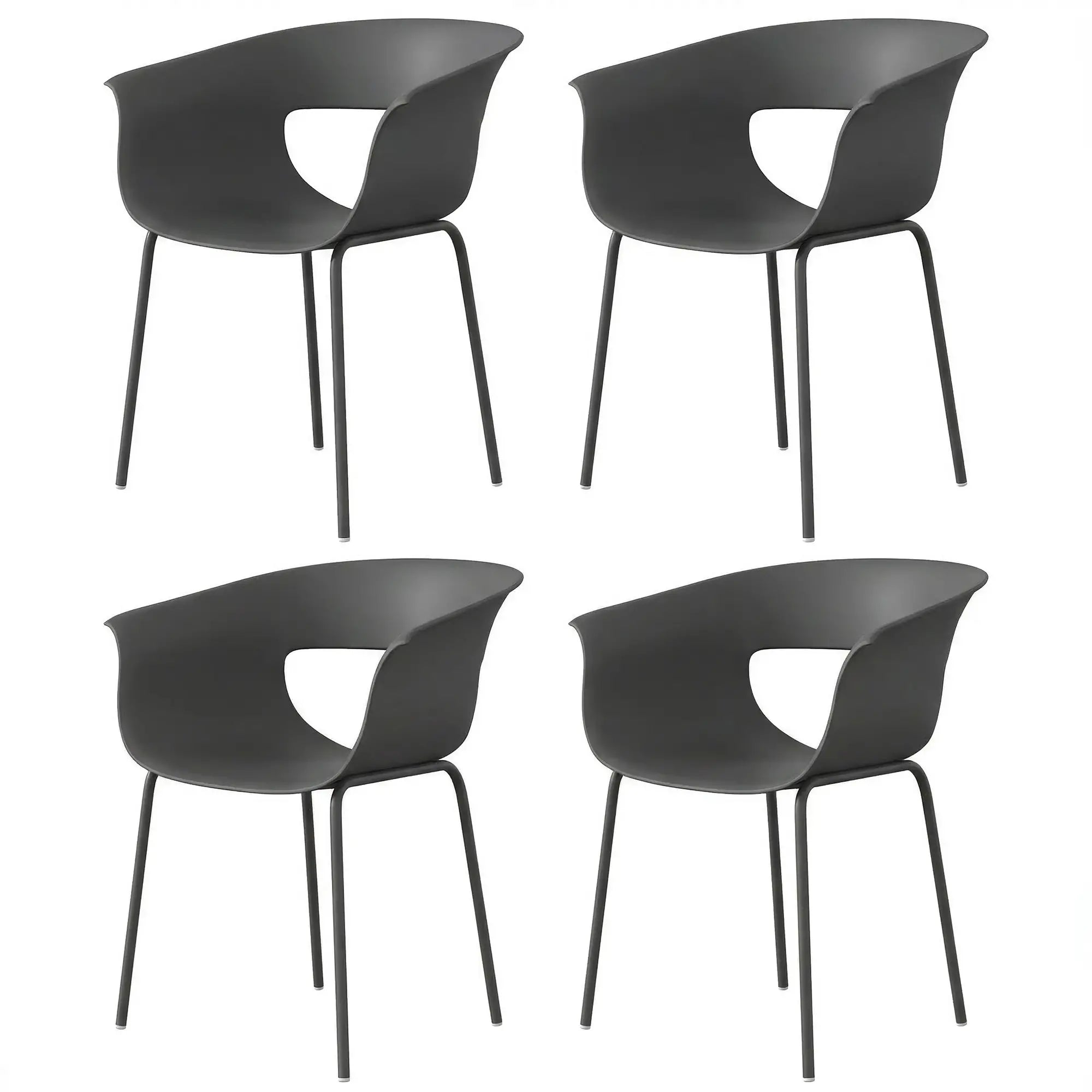 4er-Set Moderne Gartenstühle mit Ergonomischem Design und Armlehnen – Für Balkon und Terrasse