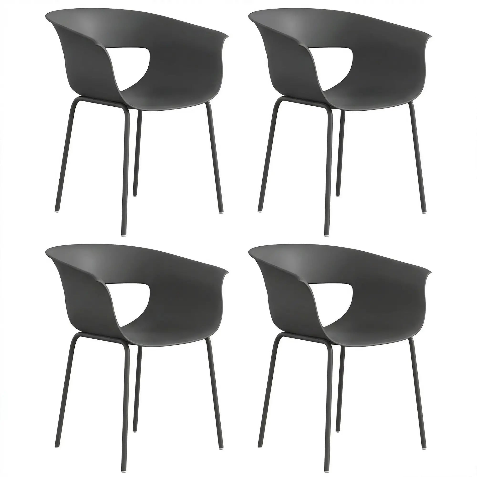 4er-Set Moderne Gartenstühle mit Ergonomischem Design und Armlehnen – Für Balkon und Terrasse