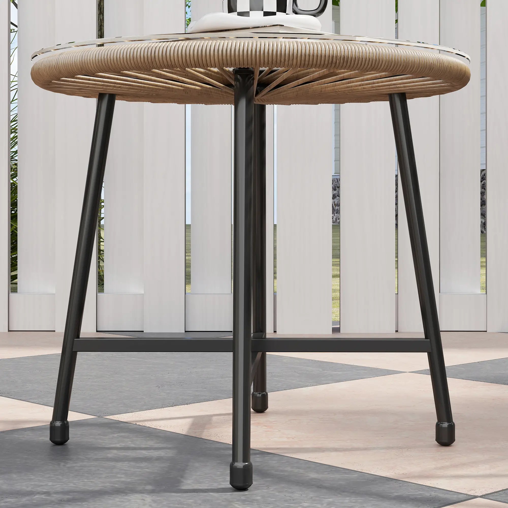 Stilvolle Acapulco Sitzgruppe für Balkon und Terrasse – 2 Sessel und Tisch – Naturfarbenes Rattan