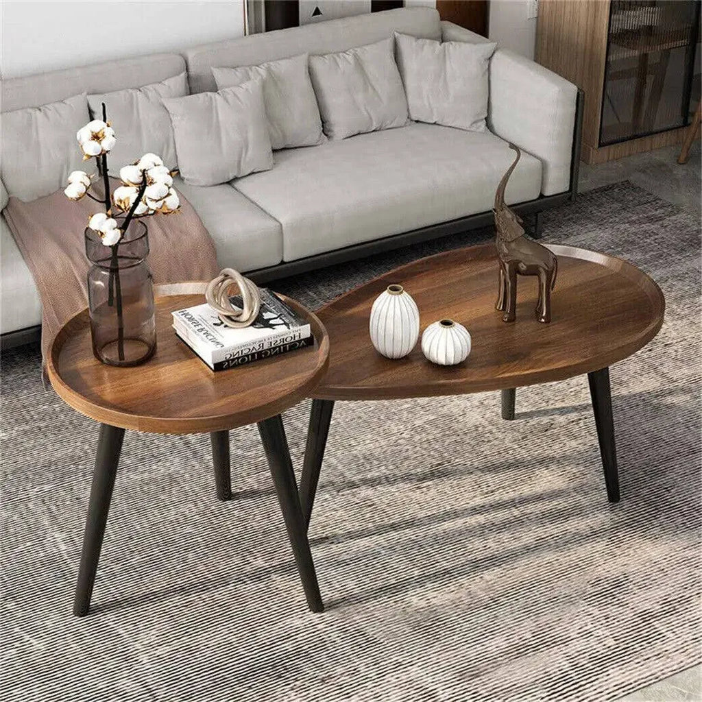 Eleganter 2-in-1 Couchtisch – Rund und Oval
