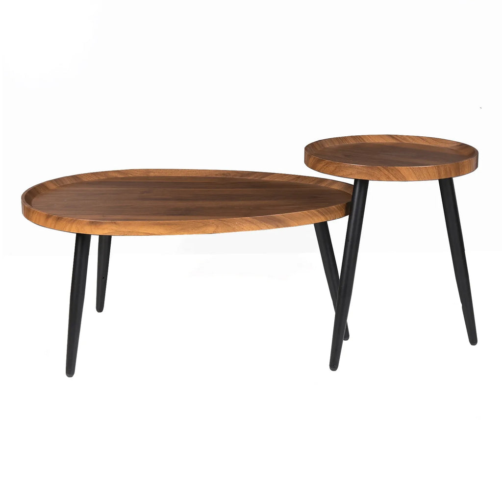 Eleganter 2-in-1 Couchtisch – Rund und Oval