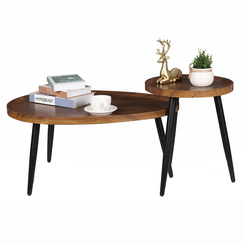 Eleganter 2-in-1 Couchtisch – Rund und Oval