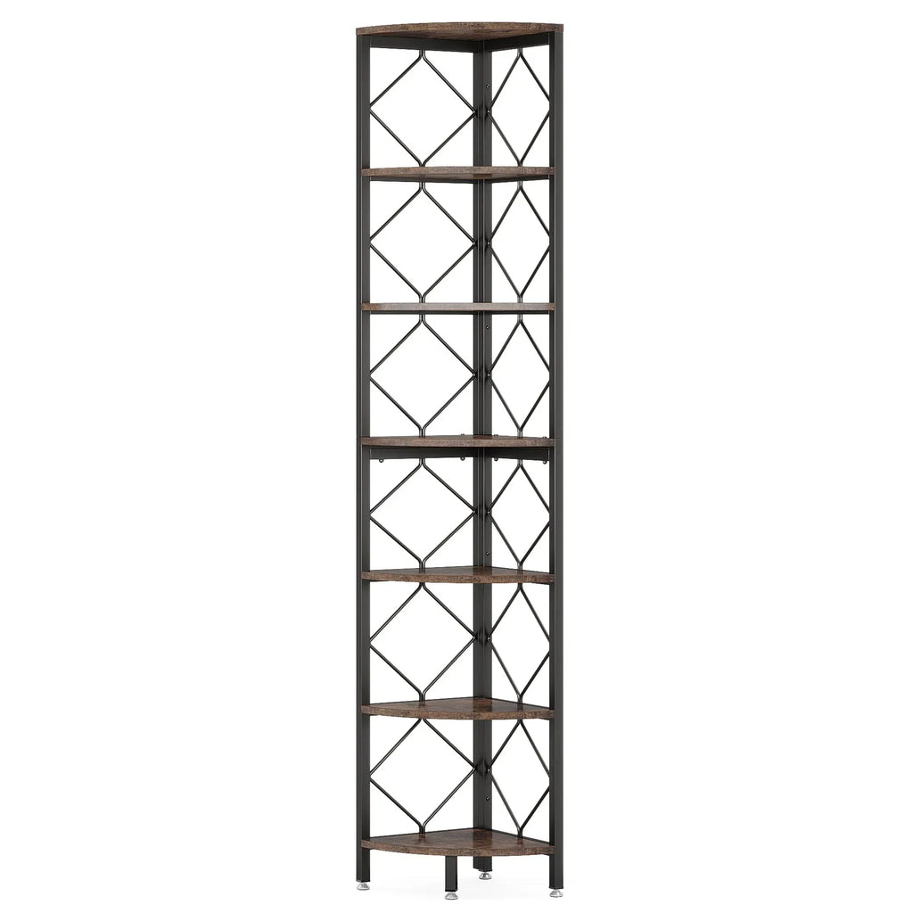Rustikales Eckregal aus Holz und Metall – Industrial-Stil – 200 cm