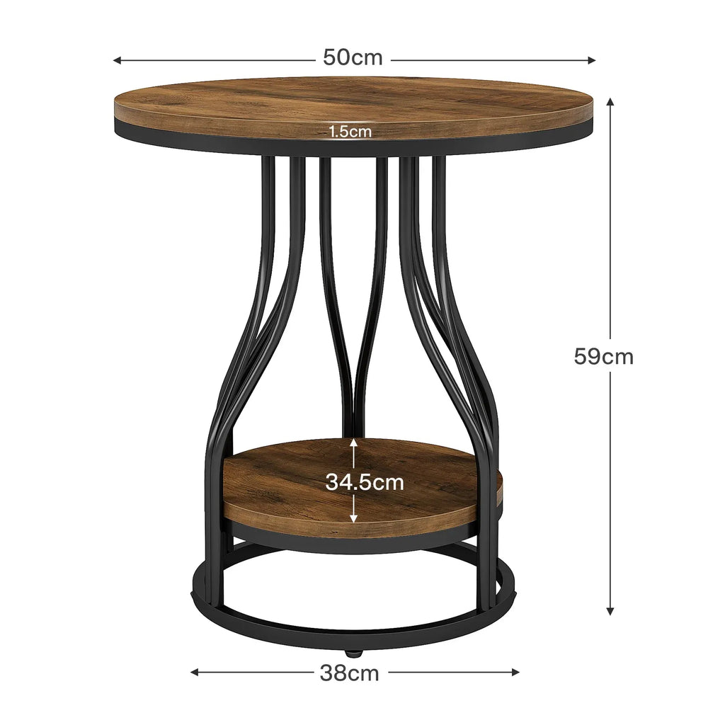 Moderner Runder Beistelltisch/Nachttisch mit Robuster Metallkonstruktion – Ø50 cm