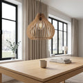Elegante Deckenlampe aus Naturholz – Skulpturales Tropfenförmiges Design
