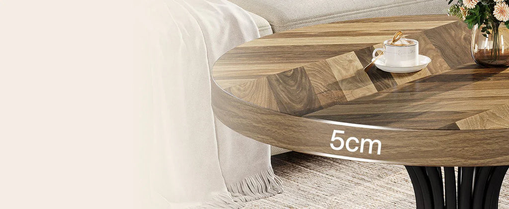 Stilvoller Runder Couchtisch – Spiralformiges Stahlgestell – Ø80 cm