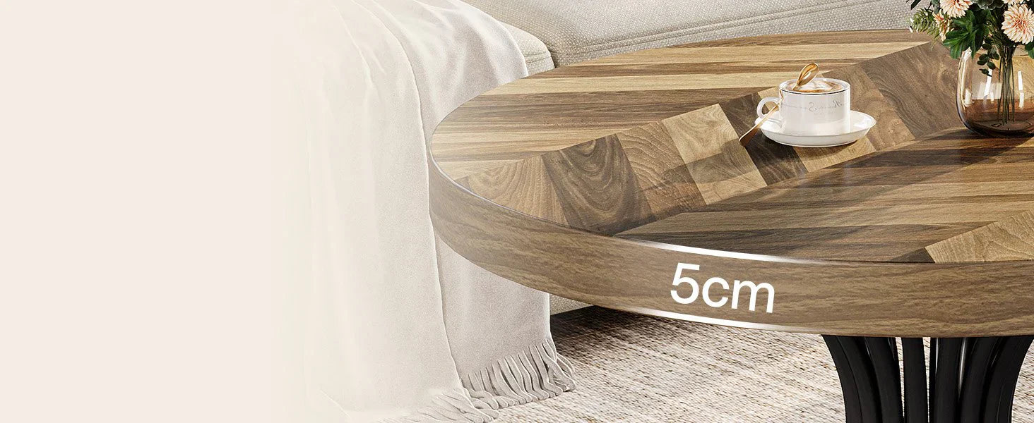 Stilvoller Runder Couchtisch – Spiralformiges Stahlgestell – Ø80 cm